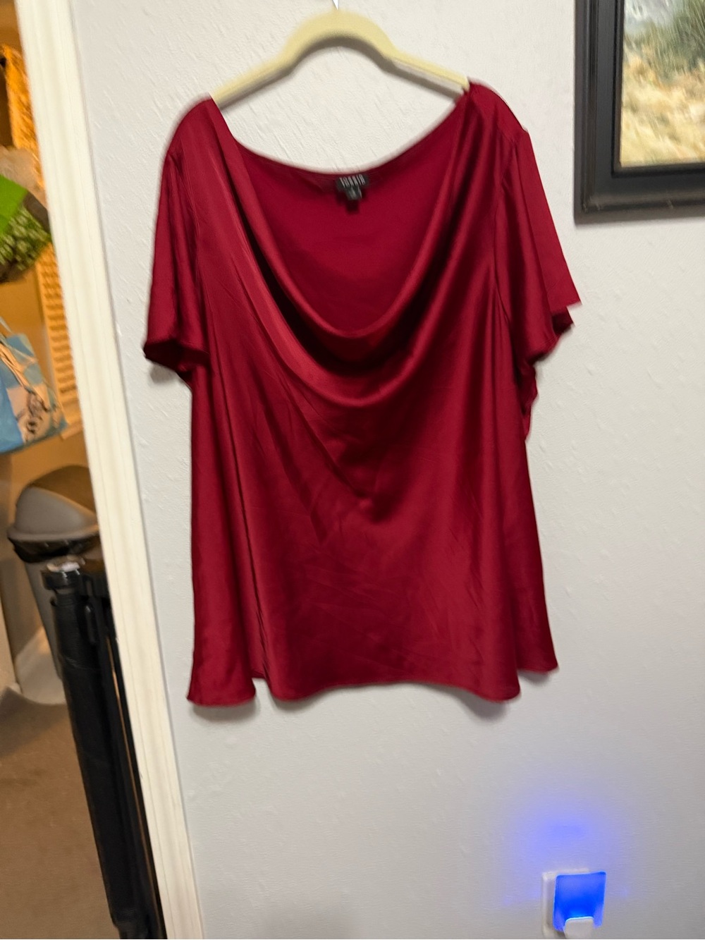 Torrid Red Draped Neck Short Sleeve Top